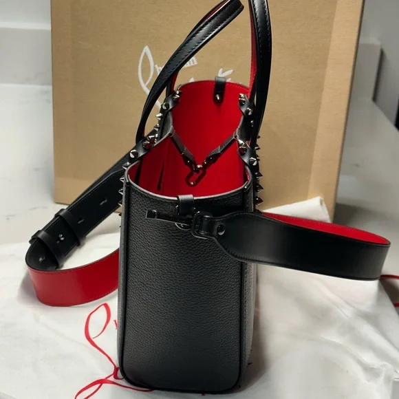 Christian Louboutin Black Cabata Tote Shoulder Bag with Red Interior NWT + COA - Picture 5 of 15
